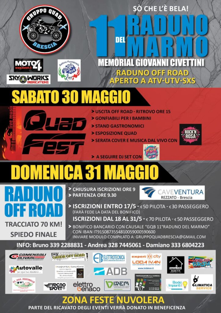 raduno quad del marmo 2026 Brescia